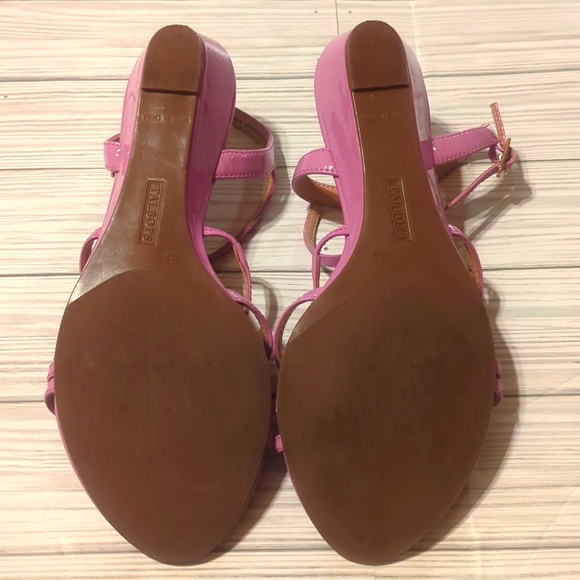 Talbots Capri Multi Strap Patent Leather Mini Wedge Sandals Size 8.5 - Picture 7 of 7